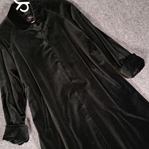 Vtg Count Romi All Weather Traveler Trench Coat Sz 12 Black Velvet Ornate Button